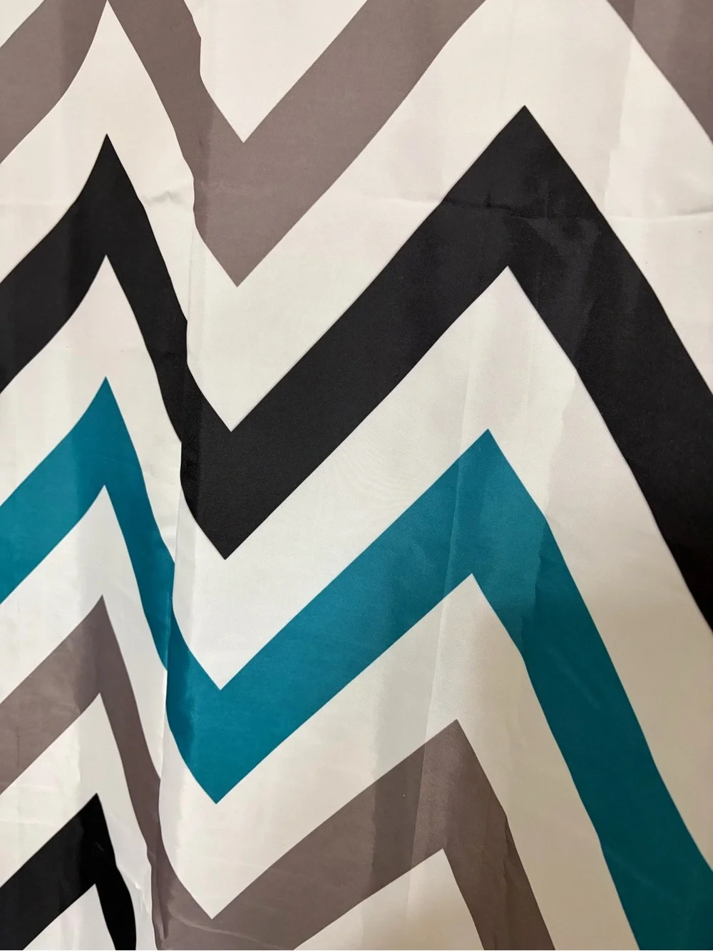 Chevron Shower Curtain in Teal, Gray, Black & White